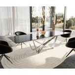 DELIFE Jídelní stůl Edge 300x100 sklo s reliéfem kouřově černé 3D design Spider plochá ocel nerezová ocel