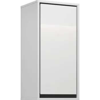 Koupelnový nábytek JERVEL koupelnová horní závěsná skříňka 1D, bílá-černá/bílý lesk + vyzvednutí ZDARMA