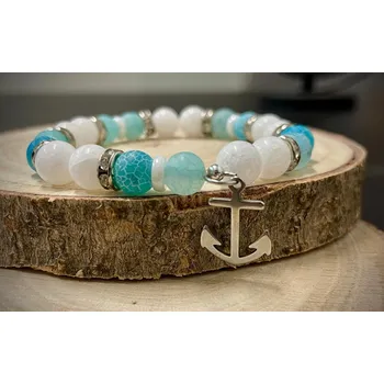 Náramek Top textil Náramek s přívěskem Kotva - Dračí achát