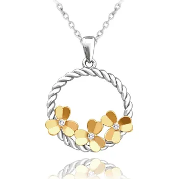 Náhrdelník Minet Rozkvetlý pozlacený stříbrný náhrdelník FLOWERS se zirkony