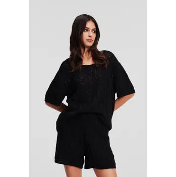 Dámský svetr SVETR KARL LAGERFELD MONOGRAM KNIT T-SHIRT BLACK