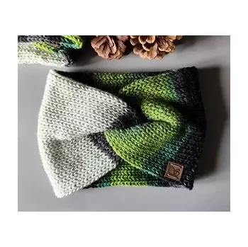 Zimní čelenka Pletená čelenka - zelená a antracitová č.2