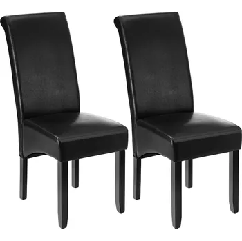 Jídelní set TecTake GmbH 401293 jídelní židle ergonomická, masivní dřevo - černá,sada 2 kusů