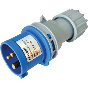 Elektrická zásuvka Tracon TICS-013H Spojovací průmyslová vidlice, s kabelovou přechodkou 16A, 250V, 2P+E, 6h, IP44 (Tracon TICS-013H)