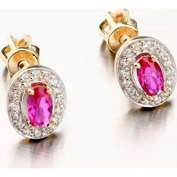Náušnice Dámské náušnice žluté zlato 585 zirkon s rubín a 52GZ-8049ZL-RUB-SR