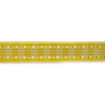 Stuha Kostková stuha se vzorem a drátem, 15 mm, žlutá;