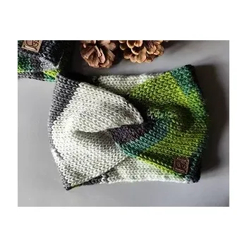 Zimní čelenka Pletená čelenka - zelená a antracitová č.4