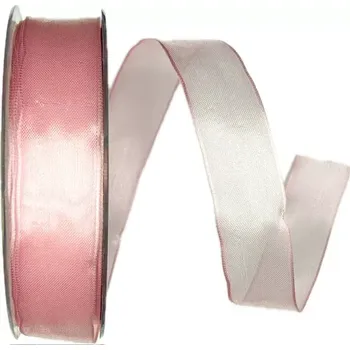 Stuha Stuha organzová INFINITY PINK světle růžová 25mm x 20m ( 5,-Kč/m) (Stuha organzová, transparentní, s vetkaným tenkým vlascem v obou okrajích)