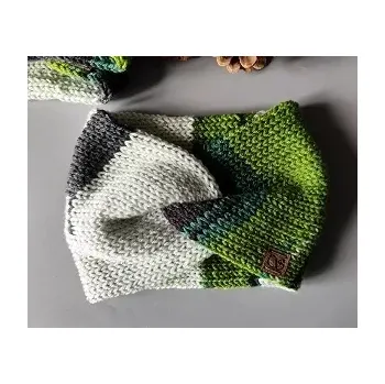 Zimní čelenka Pletená čelenka - zelená a antracitová č.1