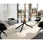 DELIFE Jídelní stůl Edge 300x100 sklo s reliéfem kouřově černé 3D design křížová podnož obdélník černá