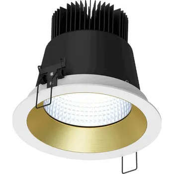 Illuxtron Výkonné zabudované svítidlo ve tvaru kruhu Strada 150 LV-HE Teplota chromatičnosti / Stmívání: 3000 Kelvinů / Nestmívatelné, Barva vnější / barva vnitřní: Bílá / Zlatá, Úhel vyzařování: 65° 85N50361EL02