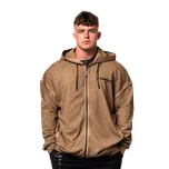 Nebbia Washed-off mikina na zip GYM BRO 362 hnědá - L