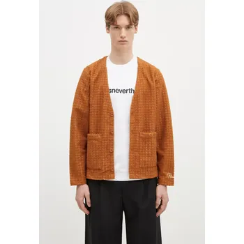 Pánský svetr Kardigan PLEASURES Boredom Cardigan pánský, hnědá barva, P24W013, L, 82X