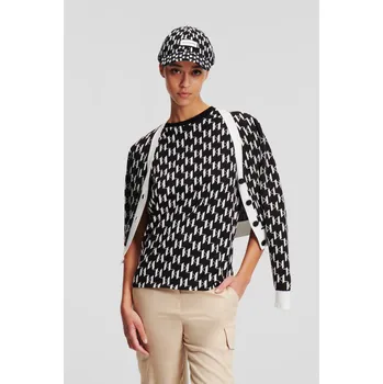 Dámský svetr KARDIGAN KARL LAGERFELD KL MONOGRAM SHORT CARDIGAN KL MONOGRAM BLACK/WHITE