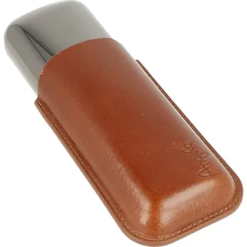 Pouzdro na 2 doutníky Angelo, kov/kůže, hnědé
