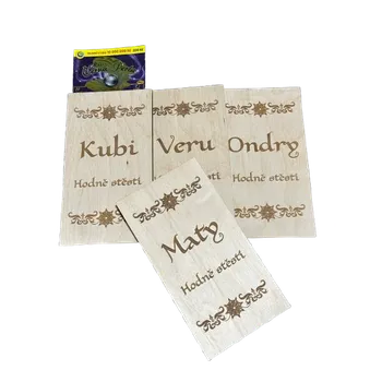 Dárková krabička Dřevěné přání na los - Hodně štěstí + jméno