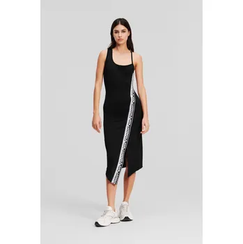 Dámské šaty ŠATY KARL LAGERFELD LOGO TAPE JERSEY DRESS BLACK