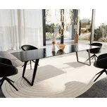 DELIFE Jídelní stůl Edge 300x100 sklo s reliéfem kouřově černé 3D design kov šikmý černý