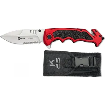 Bojový nůž K25 Nůž zavírací PENKNIFE kombinované ostří ČERNO/ČERVENÝ