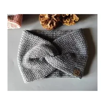 Zimní čelenka Pletená čelenka šedá