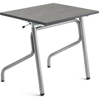 Školní lavice ADJUST, výškově nastavitelná, 700x600 mm, linoleum, tmavě šedá, stříbrná