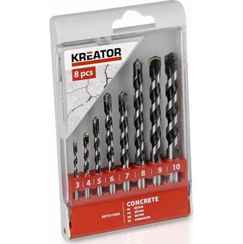 Vrták KRT012402 - 8 ks Vrtáků do betonu SET 3-10 mm KREATOR