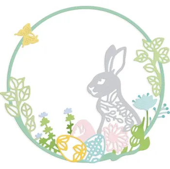 Řezačka papíru DP Craft Vyřezávací šablona Velikonoční věnec 10 x 9,4cm