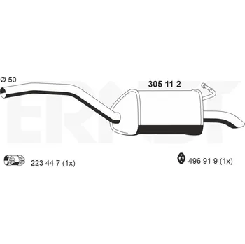 Tlumič výfuku Zadní tlumič výfuku ERNST 305112