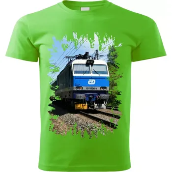 Pánské tričko tričko s lokomotivou 151 006-4 zelené 4XL (tričko s vlakem)