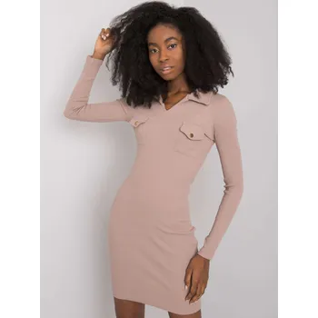Dámské šaty Dress-RV-SK-7435.38-dark beige RUE PARIS krémová 3219087