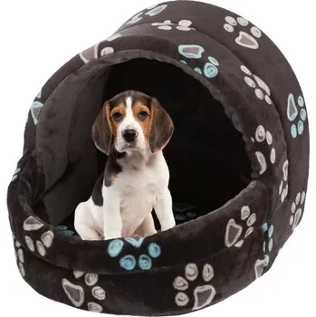 Pelíšek pro kočku TRIXIE Plyšová kukaň JIMMY 40 x 35 x 35 cm šedá s tlapkami