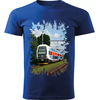 Pánské tričko tričko s lokomotivou 971 025-2 Elefant modré 3XL (tričko s vlakem)