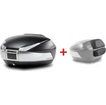 Zavazadlo na motocykl SHAD Vrchní kufr na motorku SHAD SH48 D0B48400+D0RI4800 nový titan with PREMIUM SMART lock and backrest