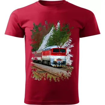 Pánské tričko tričko s lokomotivou 757 004-7 červené S (tričko s vlakem)