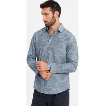 Pánská košile Ombre Clothing Trendy šedá košile s potiskem květin V3 SHCS-0157