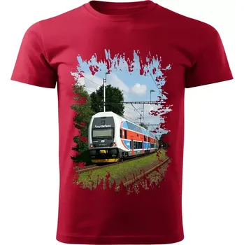 Pánské tričko tričko s lokomotivou 971 025-2 Elefant červené XS (tričko s vlakem)