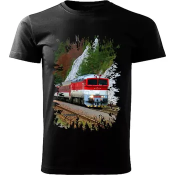 Pánské tričko tričko s lokomotivou 757 004-7 černé XL (tričko s vlakem)