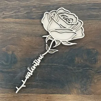 umělá květina Dřevěná růže z lásky VALENTINE