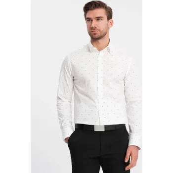 Pánská košile Ombre Clothing Zajímavá bílá košile s trendy vzorem V3 SHCS-0156