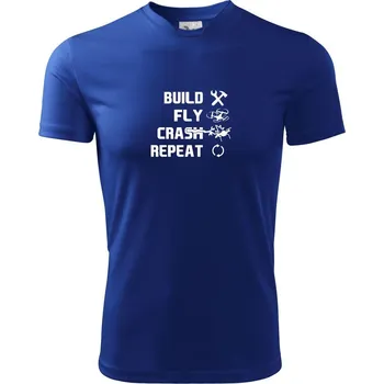 Chlapecké oblečení Dron Build fly crash repeat - Dětské triko sportovní (dresovina) - 134 cm/8 let ( Královská modrá )