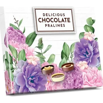 Dámské lodičky Plněné čokoládové lodičky - Růžovofialové květy 125g