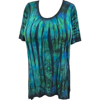 Dámská halenka Dámská tunika batika s cípy a kapsami (v nadměrné velikosti) - originální ruční výtvarná práce 1446