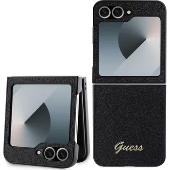 Pouzdro na mobilní telefon Guess PC/TPU Glitter Flakes Metal Logo Zadní Kryt pro Samsung Galaxy Z Flip 6 Barva: Černá
