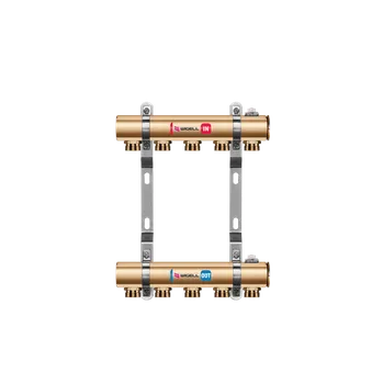 rozdělovač topení Wigell Rozdělovač radiátorový WIGELL, 11 okruhů, mosazný + vsuvky, odvzdušňování na klíč