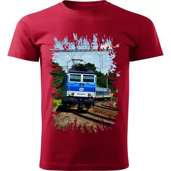 Pánské tričko tričko s lokomotivou 362 024-2 červené 3XL (tričko s vlakem)