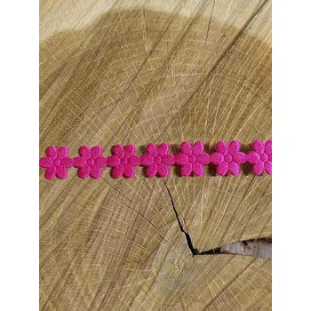 Krajka Saténový prýmek šíře 12 mm květ barva růžová tmavá