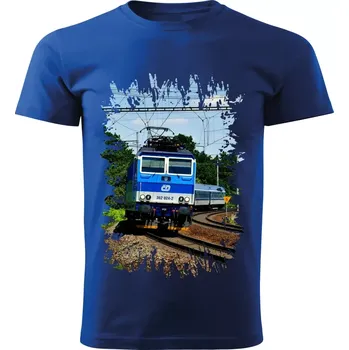 Pánské tričko tričko s lokomotivou 362 024-2 modré M (tričko s vlakem)