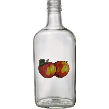 Láhev Gin - 0.70 bezbarevná A PP31.5 + obtisk jablka 2 červeno žluté