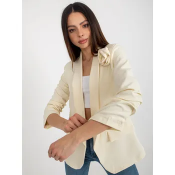 Dámský kabát Jacket-TW-ZT-BI-1071.15-light beige Och Bella krémová 3211475