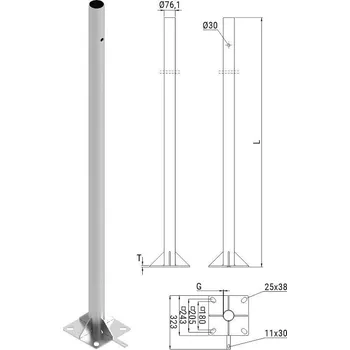 Příslušenství pro kamerový systém ATS SKAMP1/4 sloupek pro montáž kamer CCTV